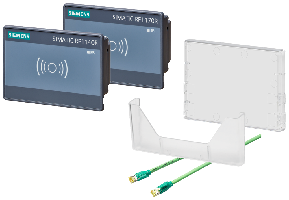 SIMATIC RF1100R starter package 1x SIMATIC RF1140R 1x SIMATIC RF1170R 1x card holder 1x cleanroom case 1x Ethernet cable only 1 package per customer - release by logistics required by Siemens