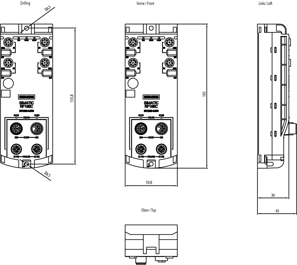 RFID, komunikační modul RF188C, pro Profinet, Ethernet, připojitelné 4 čtečky