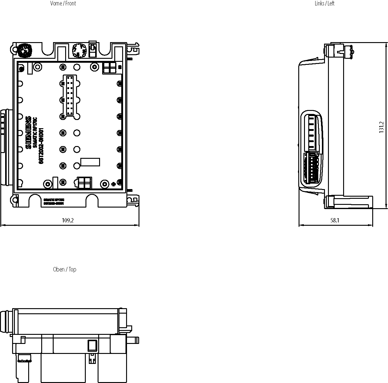 RFID komunikační modul RF170C, pro instalaci do ET 200pro, připojitelné 2 čtečky