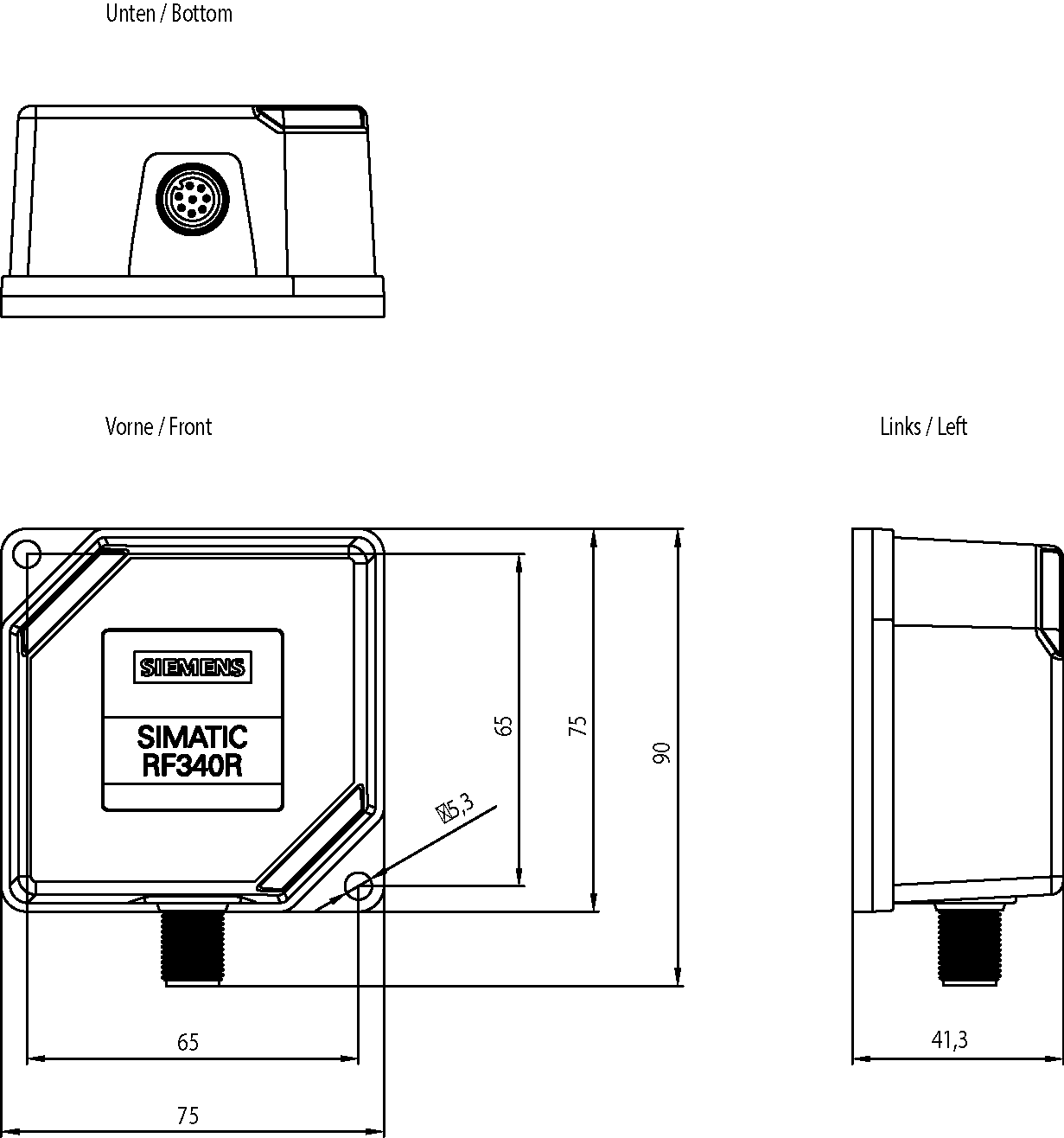 SIMATIC RF300, čtečka RF340R (GEN2), RS422 (3964R), IP67, -25 až +70°C
