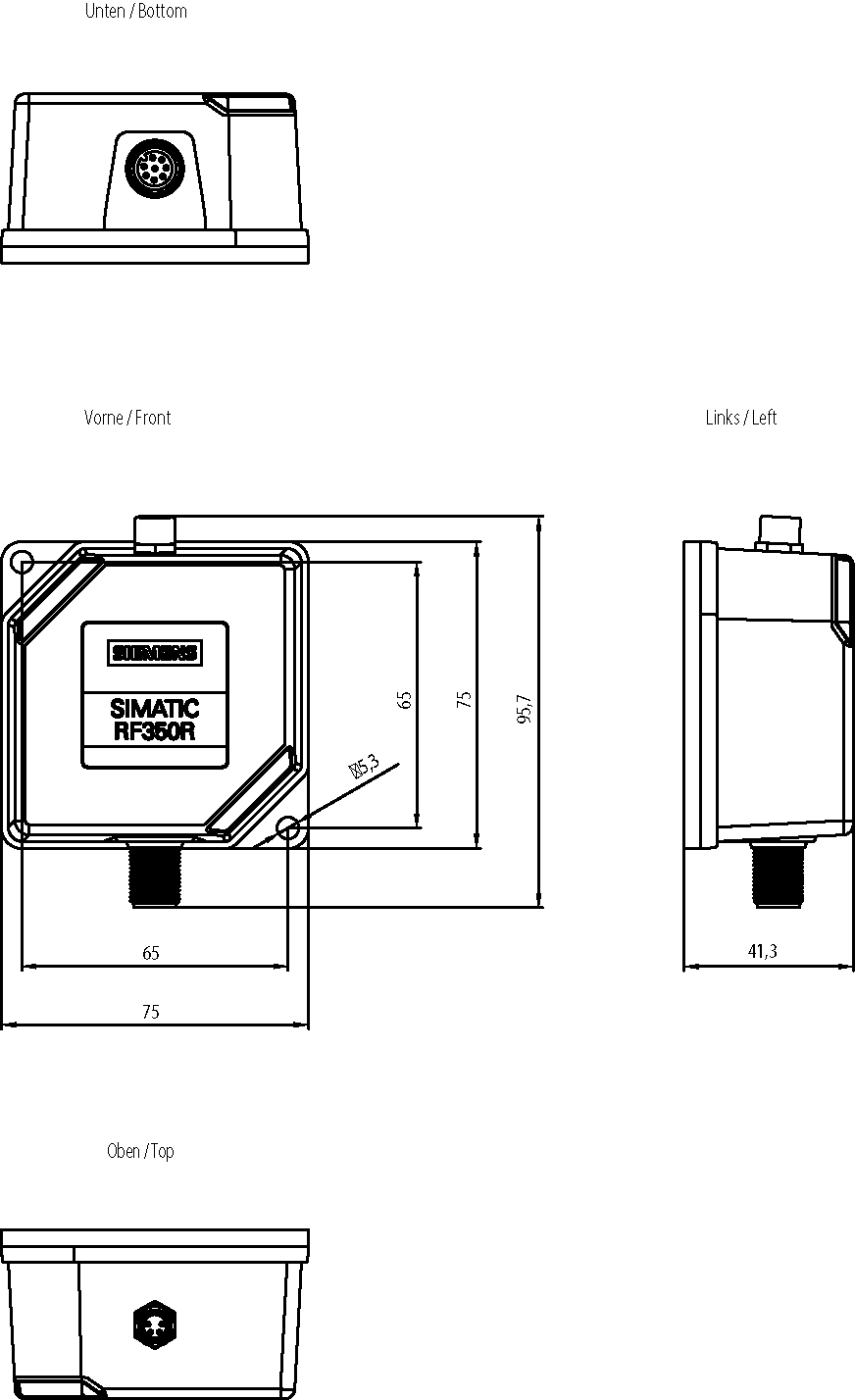 6GT2801-4BA10 SIMATIC RF300, čtečka RF350R (GEN2), RS422 (3964R), IP65, -25 až +70°C