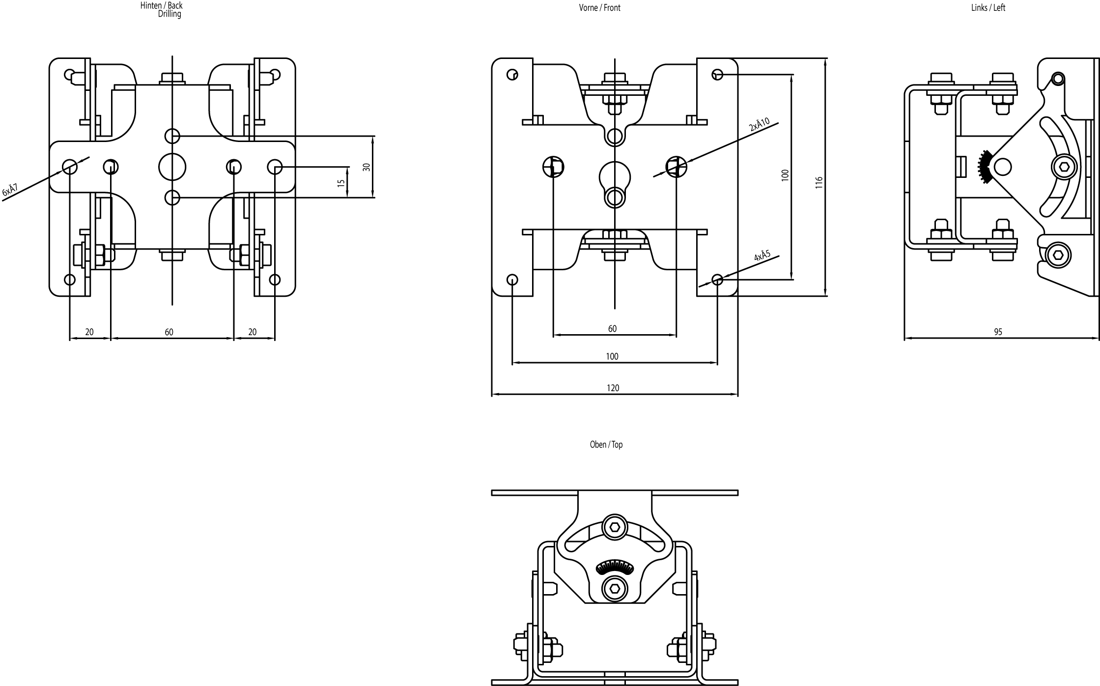 Držák antén, 3cest.soup. nerez.ocel pro čtečku/anténu RF600 kromě RF620A/RF615A