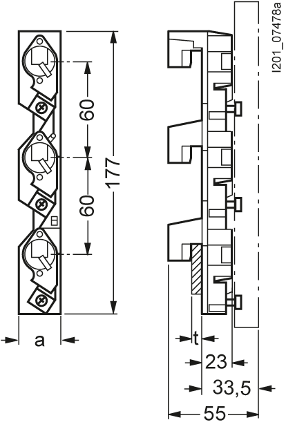 5SG6202 NEOZED, pojistkový spodek, D02, 3pól., 63 A, jmenovité napětí AC: 400 V, jmenovité napětí DC