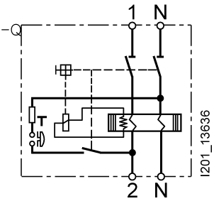 Proudový chránič, 2pól., typ AC, jmenovitý proud: 16 A, 30 mA, jmenovité napětí AC: 230 V