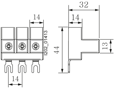 Connection terminal 3-pole modular width 15 mm 25 mm2 fork design - Image 2