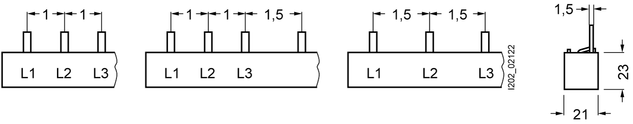 Kolíková přípojnice 18mm2, 3fáz., 18x 3fáz., 1000mm lze zaříznout
