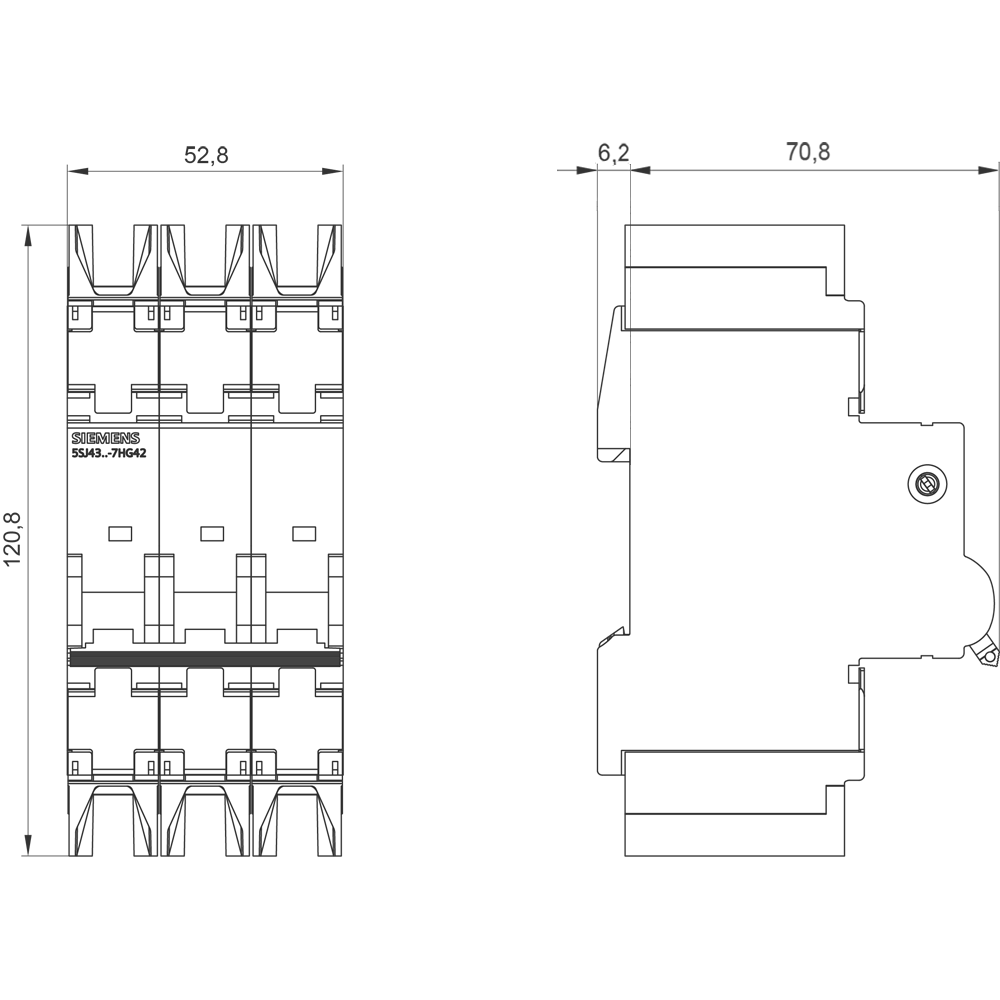 Jistič 10kA, 3pól., C, 6A podle UL 489-480Y/277V
