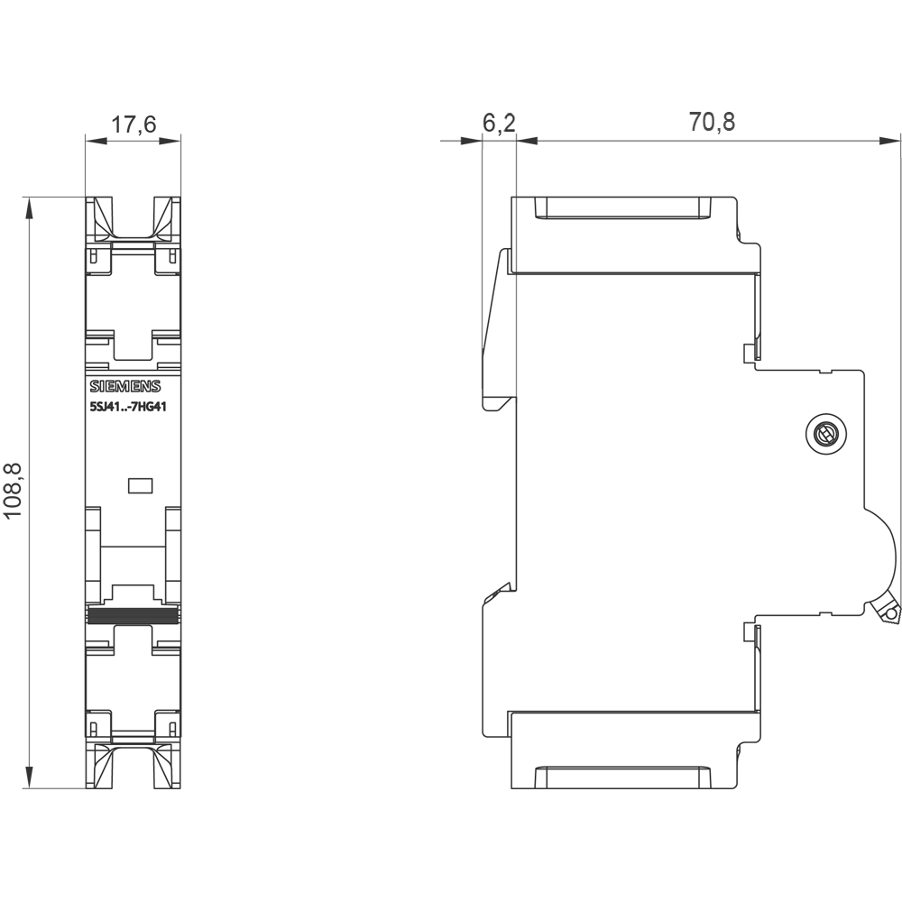 5SJ4103-7HG41 Jistič 240V 14kA, 1pól., C, 3A, h=70mm podle UL 489
