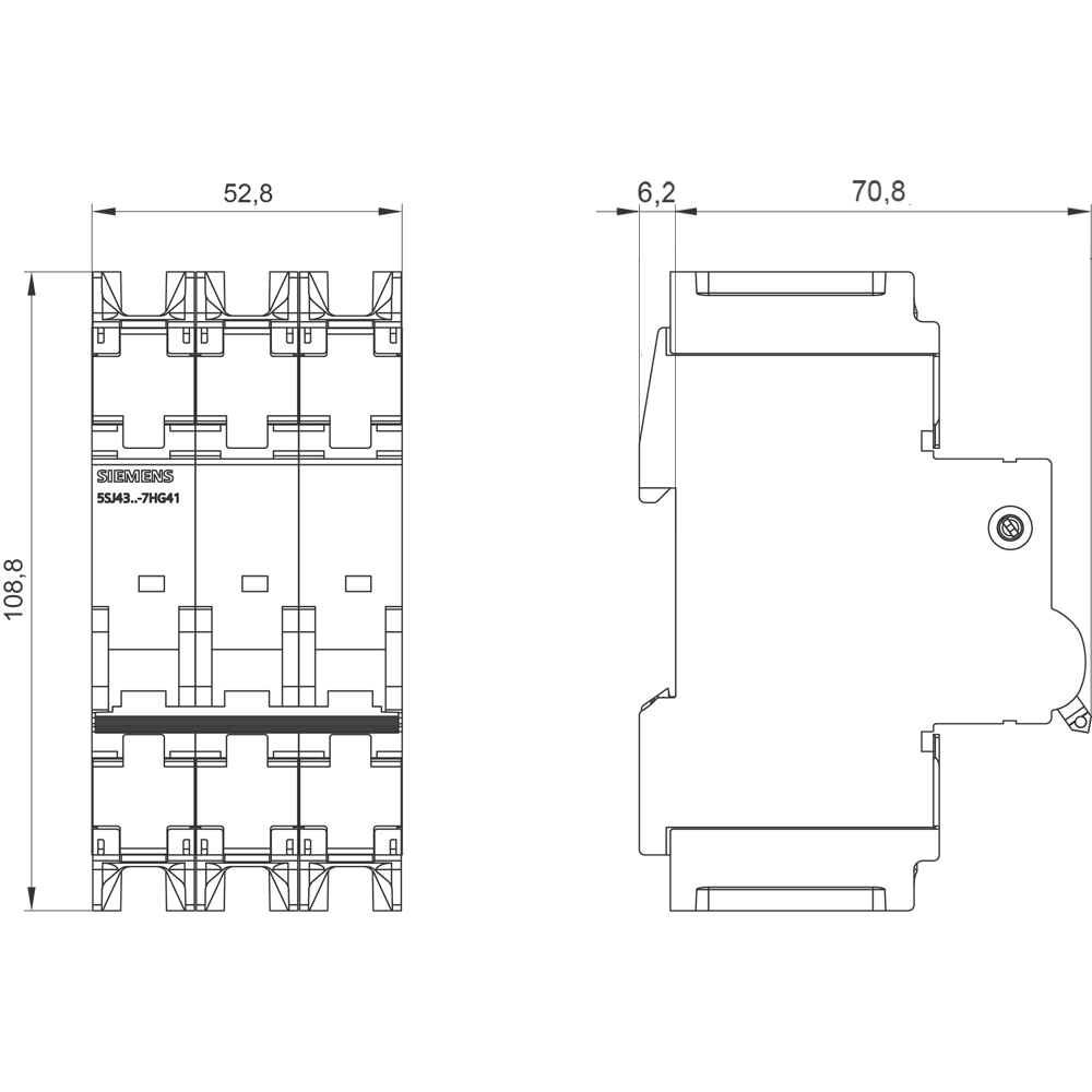 5SJ4340-7HG41 Jistič 240V 14kA, 3pól., C, 40A, h=70mm podle UL 489