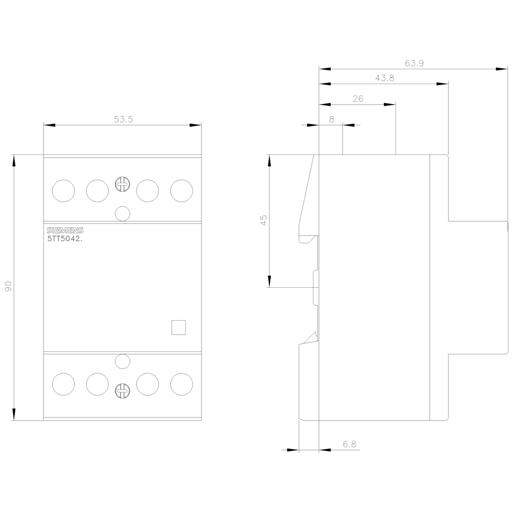 Instalační stykač s 2 spínacími kontakty, a 2NC kontakt pro AC 230V, 400V 40A