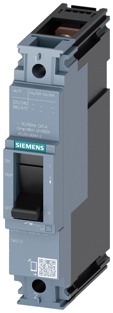 circuit breaker 3VM1 IEC frame 160 breaking capacity class N Icu=25kA @ 240V 1-pole, line protection TM210, FTFM, In=125A overload protection Ir=12...