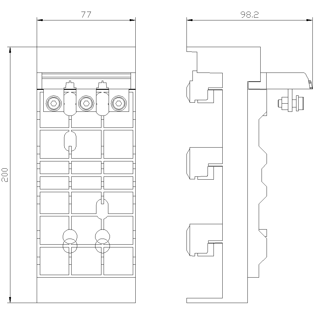 Adaptér přístroje - kompaktní jističe, 3pól., 160 A vzdálenost mezi středy lišt 60mm pro 3VA10/11