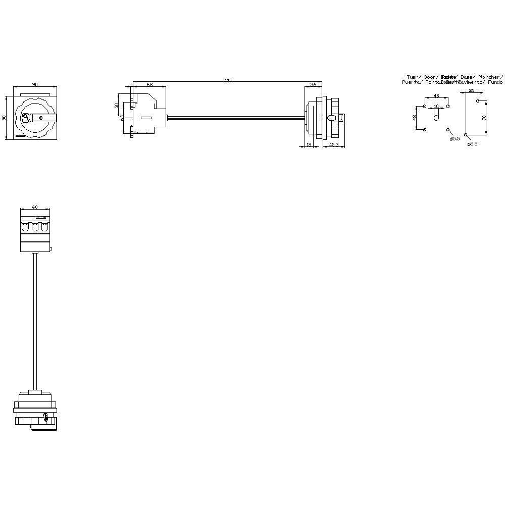 SENTRON, zátěžový odpojovač 3LD, spínač nouzového vypnutí, 3pól., jmenovitý trvalý proud: 63 A