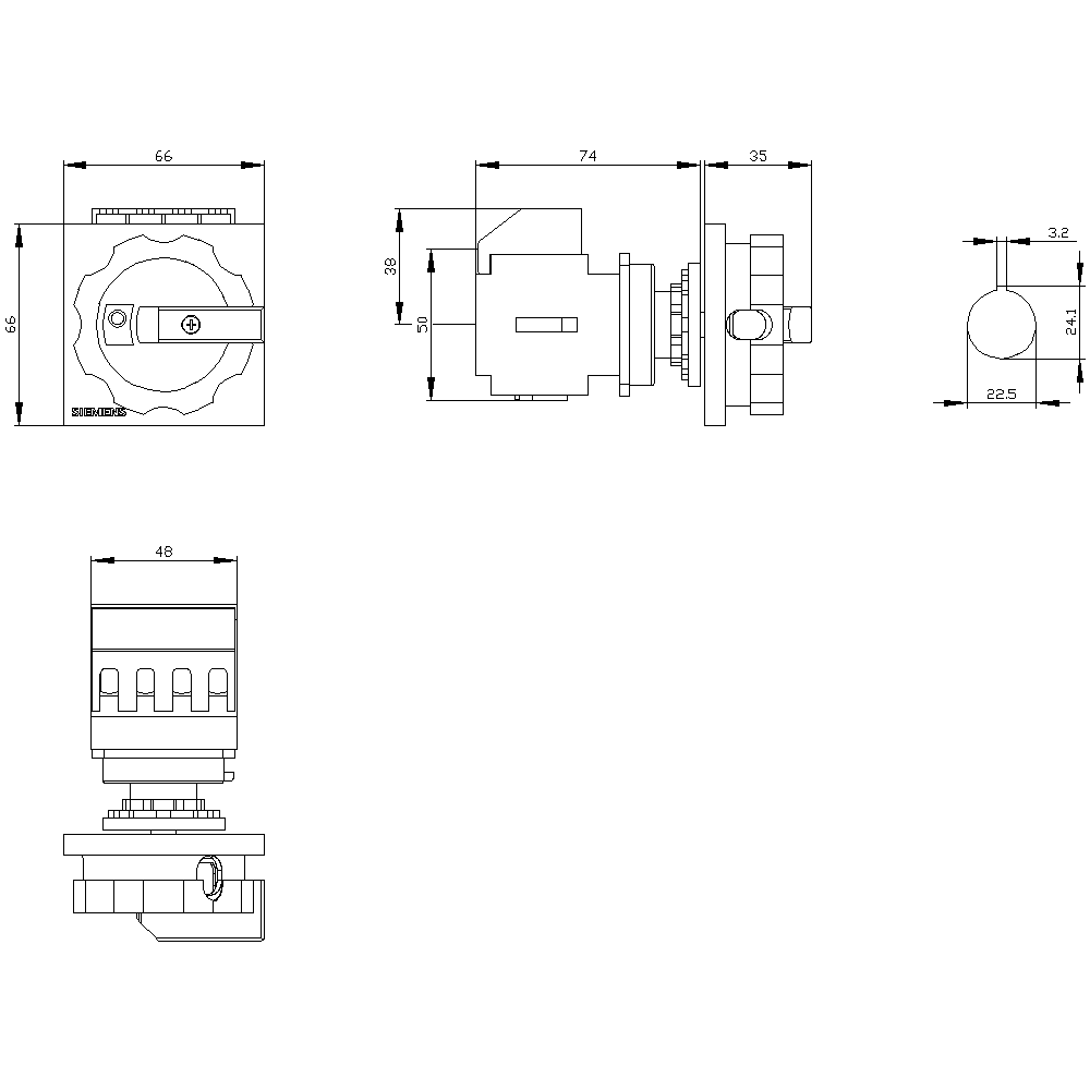 3LD2054-0TK51 SENTRON, zátěžový odpojovač 3LD, páčkový výkonový spínač, 3pól., jmenovitý trvalý prou