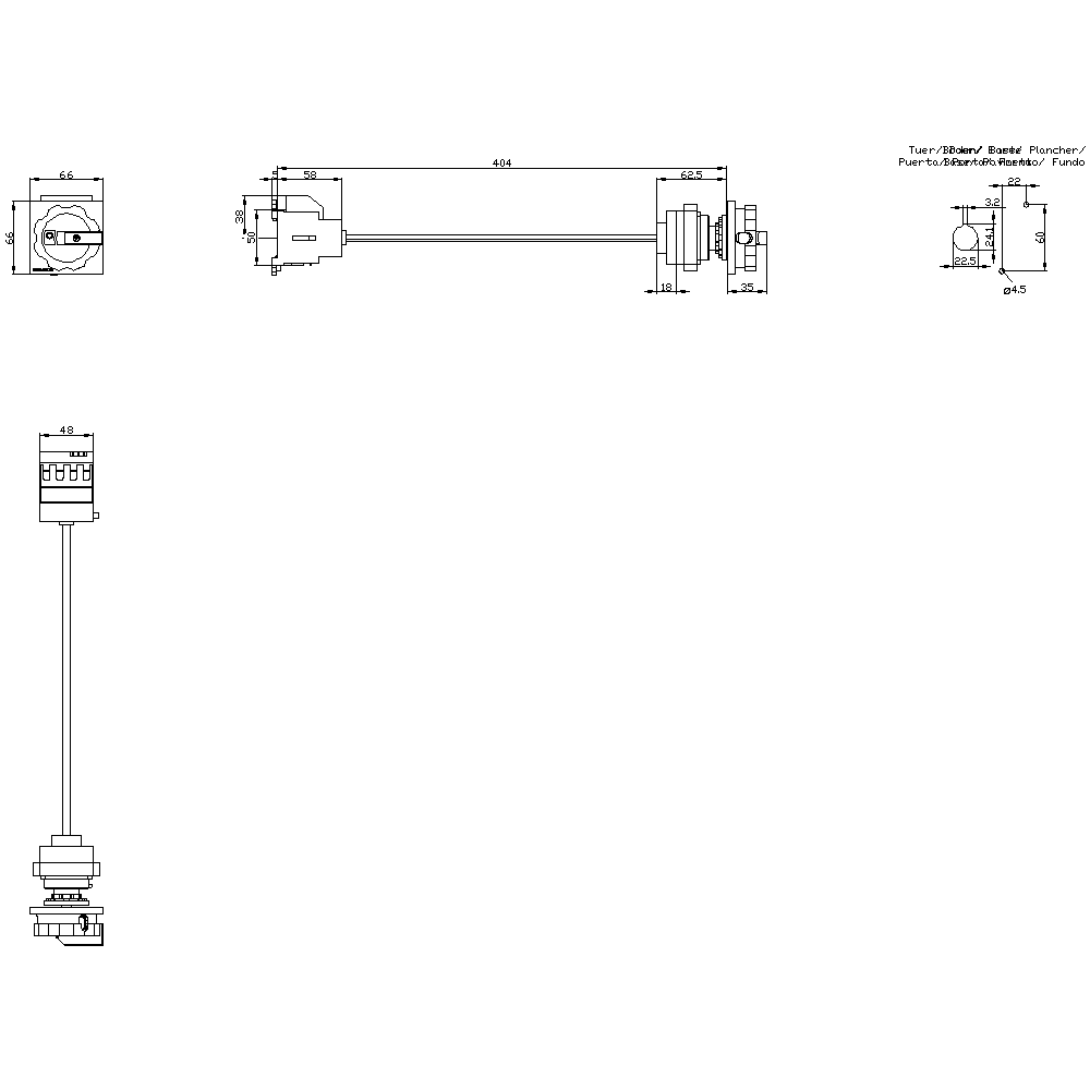 Not-Aus-Schalter - für Fronteinbau - 3-polig - Spannung AC21 690 V