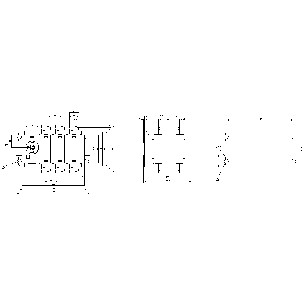 SENTRON, síťový přepínač 3KC, s ručním ovládáním, MTSE, konstrukční velikost: 5, 3pól., jmenovitý trvalý proud: 1600