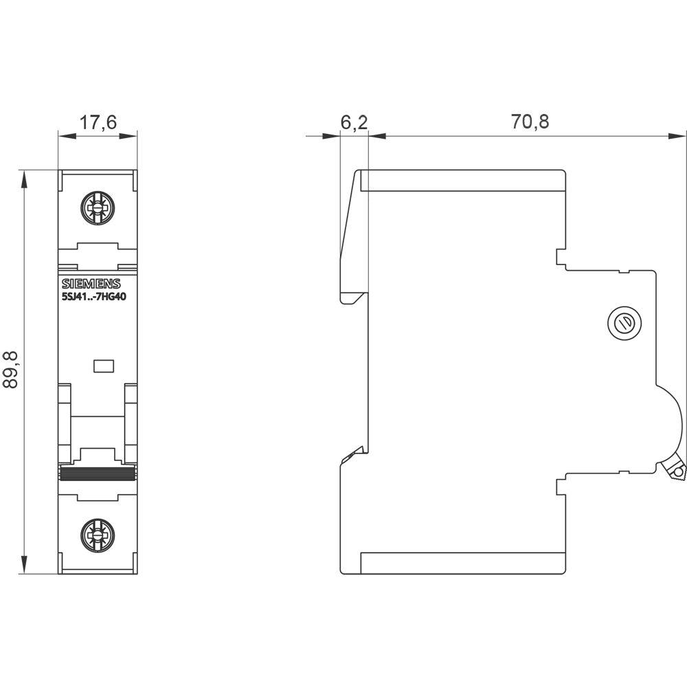 Jistič 240V 14kA, 1pól., C, 1A, h=70mm podle UL 489