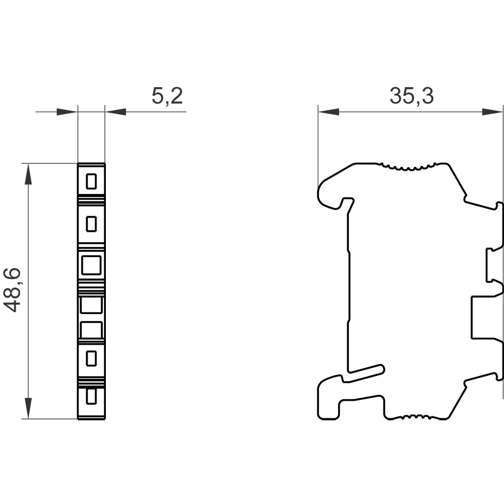 Rychlomontážní koncový držák, lze osadit štítky 5/6 šířka: 5,15mm
