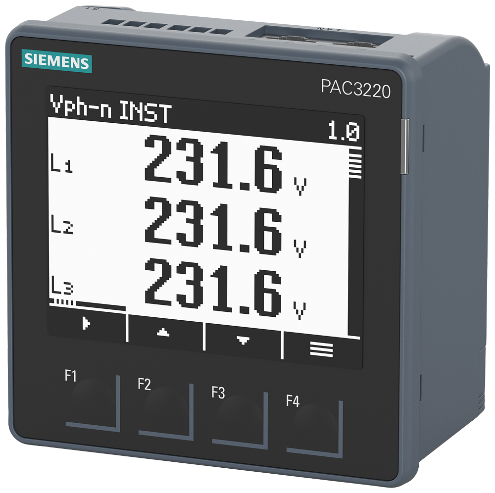 7KM3220-0BA01-1DA0 SENTRON Power Monitoring PAC3220, čelní montáž, 690/400 V, 5 A, 100-250 V AC/DC,
