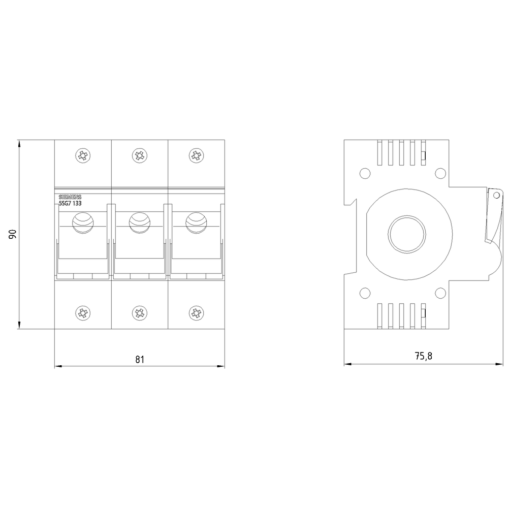 MINIZED, zátěžový odpojovač s pojistkou, D02, 3pól., jmenovitý proud: 63 A, jmenovité napětí AC: 400 V