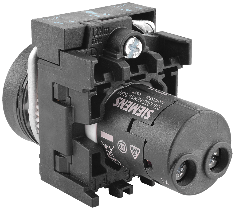 Akustický hlásič, 22 mm, kulatý, plast, černá barva, nepřerušovaný tón 2,4 kHz, AC/DC 24V