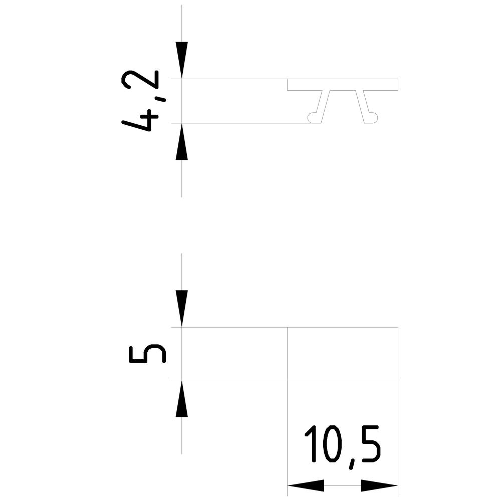 Popisovací štítek, čelní, horizontální a vertikální, šířka svorek: 5,2 mm