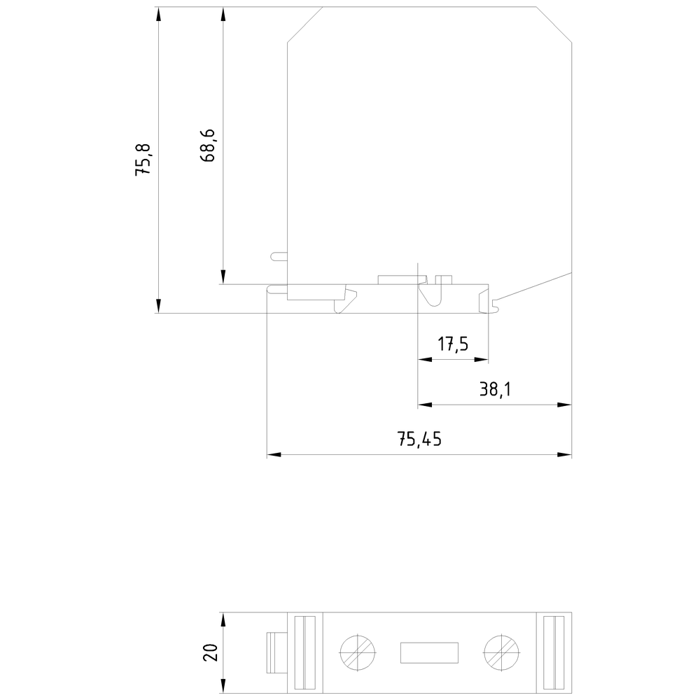 8WH1000-0AN00 Vysokoproudová svorka se šroubovou svorkou, průřez: 25-50mm², AWG: 6-1/0