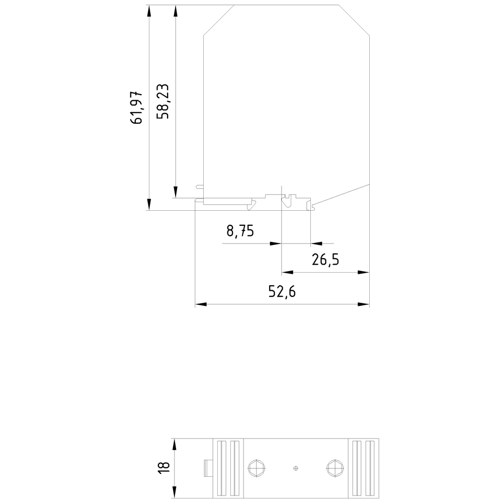 8WH1000-0AU01 Vysokoproudová svorka se šroubovou svorkou, průřez: 70-240mm², šířka: 36mm