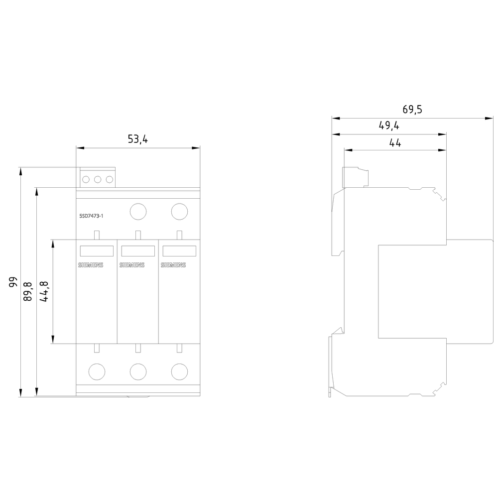 Svodič přepětí typ 2 UC 600V AC ochranné moduly nástrčné 3pól., 3+0