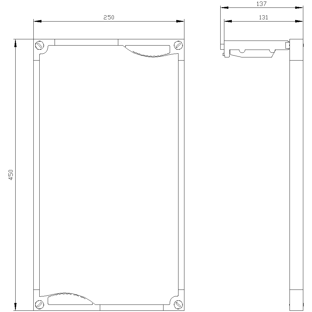 ALPHA 400/630/1250 DIN assembly kit front cover for unequipped panel transparent H = 450 mm - Image 2