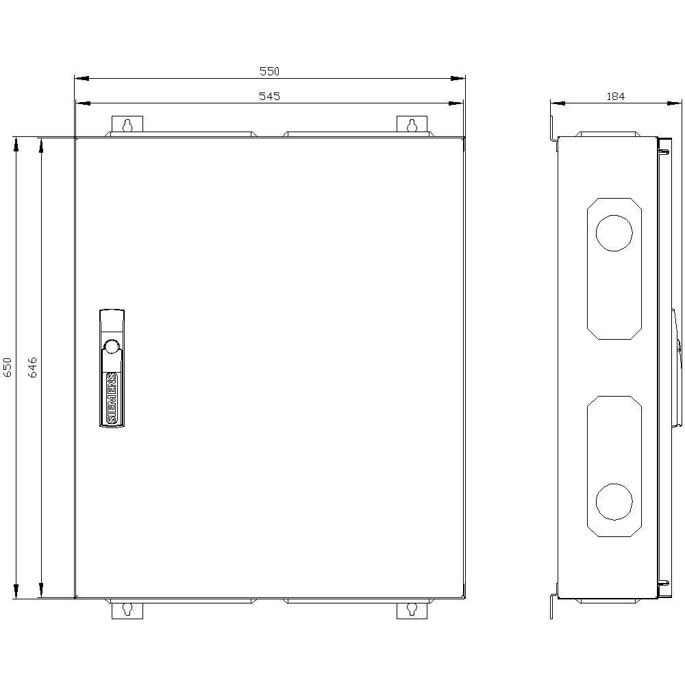 Üres elosztószekrény süllyesztett porszórt acél 1-es ajtó 160A 550mmx 650mmx ALPHA 160 SIEMENS