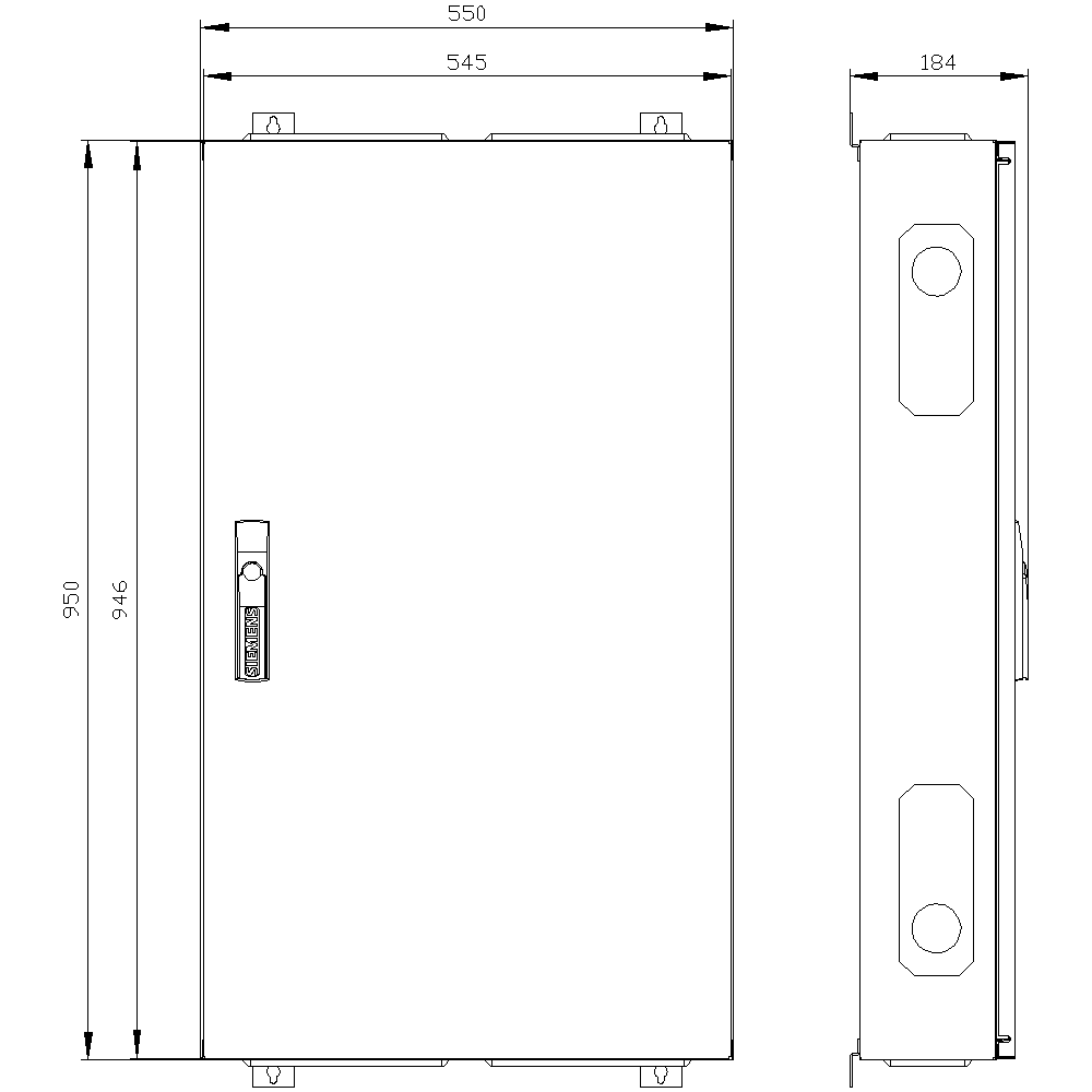 Üres elosztószekrény süllyesztett porszórt acél 1-es ajtó 160A 550mmx 950mmx ALPHA 160 SIEMENS
