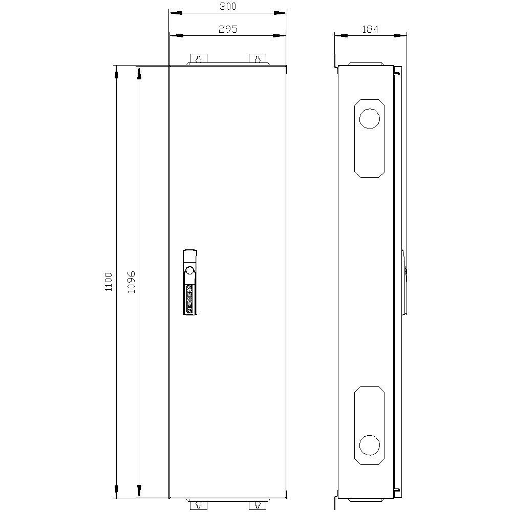 Üres elosztószekrény süllyesztett porszórt acél 1-es ajtó 160A 300mmx 1100mmx ALPHA 160 SIEMENS