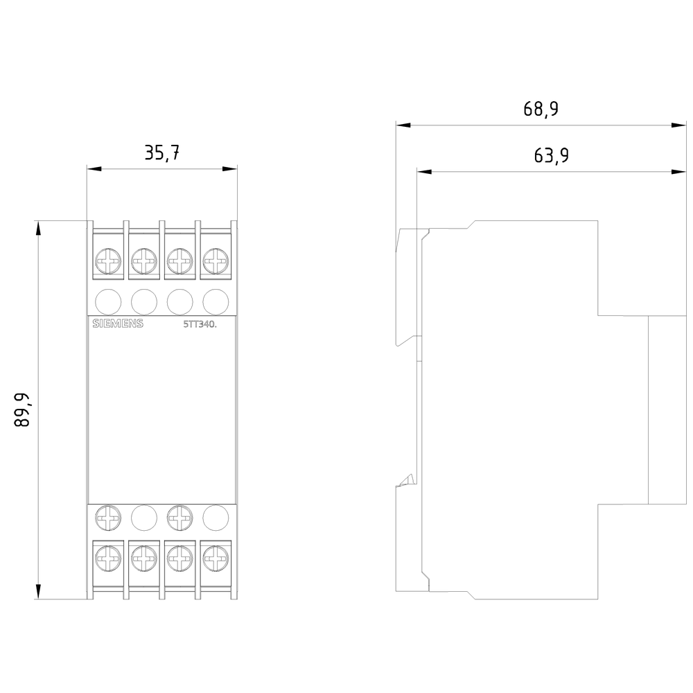 Napěťové relé T5570 AC 230/400V 2W 0,7/0,9 s průhlednou krytkou