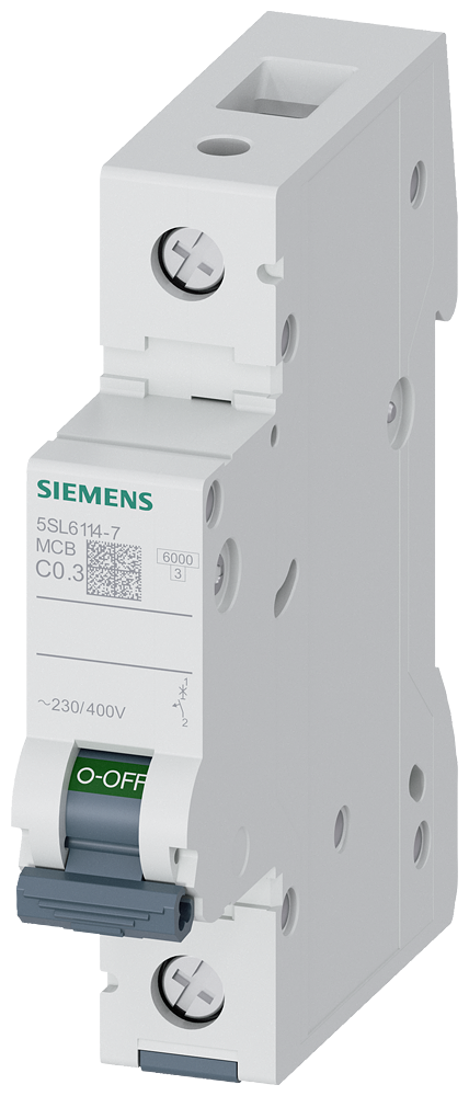 Aptomat tép (MCB) Siemens 5SL, 1 cực, đặc tính C, 0,3 A, 6 kA