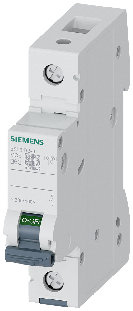 Aptomat tép (MCB) Siemens 5SL, 1 cực, đặc tính B, 63 A, 6 kA