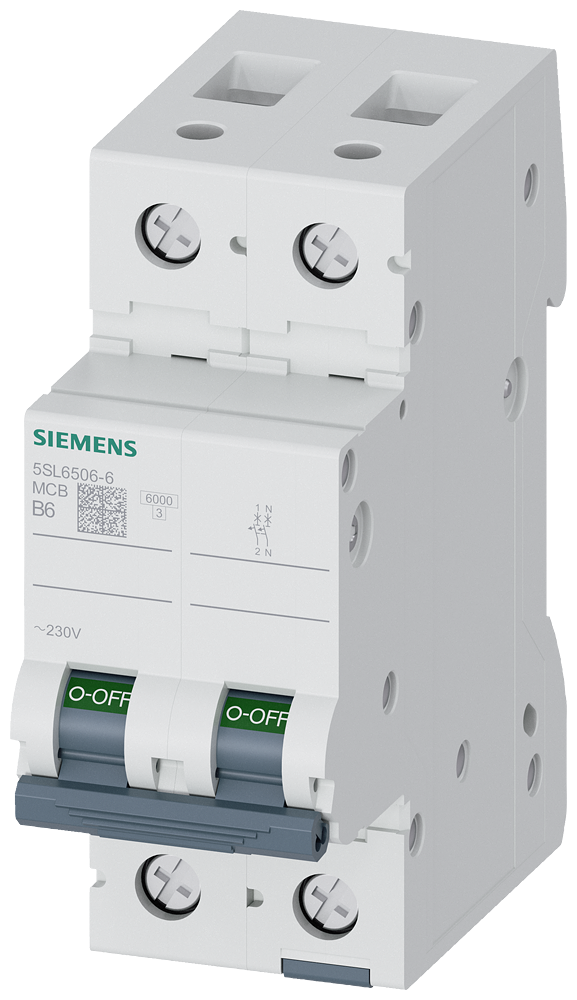 Aptomat tép (MCB) Siemens 5SL, 1 cực + N, đặc tính B, 6 A, 6 kA