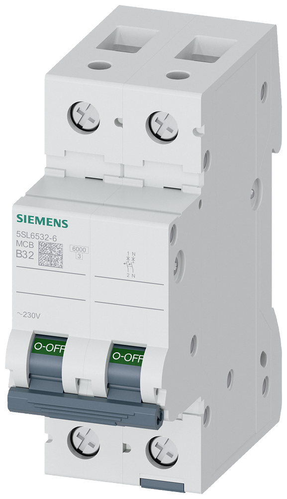 Aptomat tép (MCB) Siemens 5SL, 1 cực + N, đặc tính B, 32 A, 6 kA