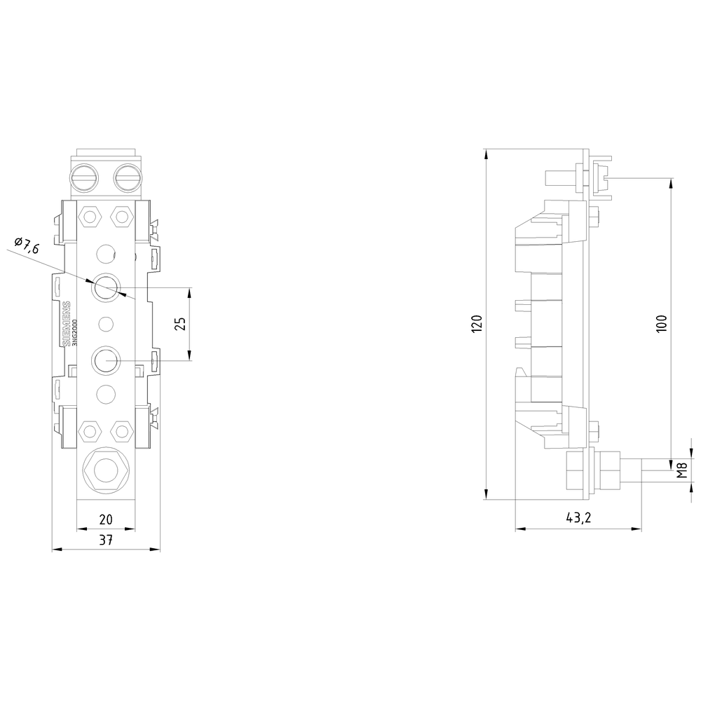 Neutral terminal base plastic Sz. 00 160A 690V - Image 2