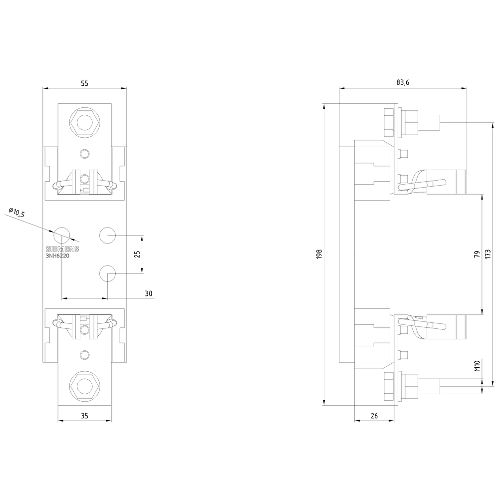 NH pojistkový spodek keramický konstrukční velikost 1 1pól. 250 A 690 V (1000 V)