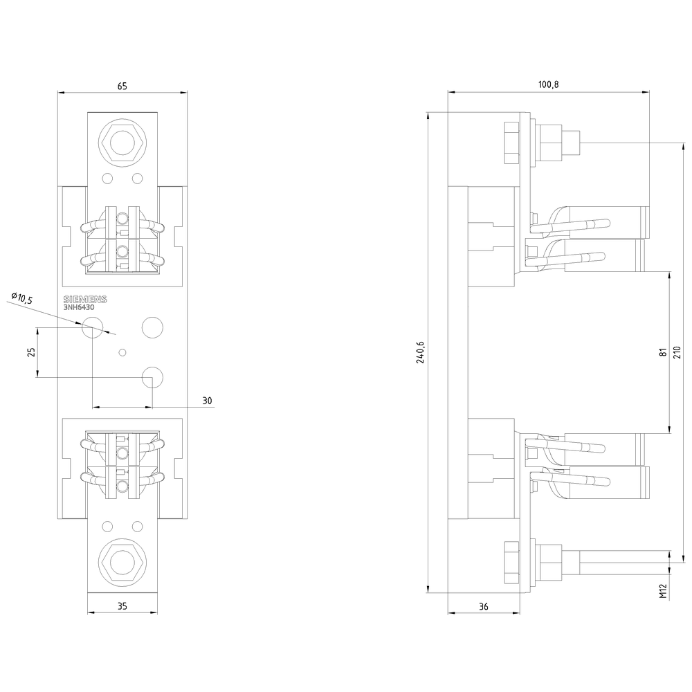 NH pojistkový spodek keramika konstrukční velikost 3 1pól. 630 A 690 V (1000 V)
