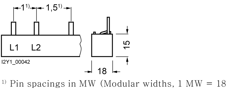 Kolíková přípojnice 10mm2, 2fáz., 23x (1fáz.+N+pomocný spínač), 1016mm lze zaříznout