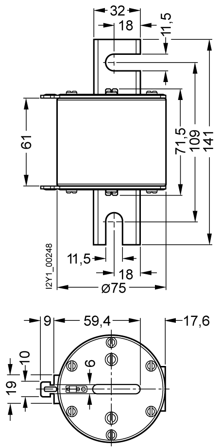 Pojistková vložka SITOR, s nožovými kontakty opatřenými zářezem, NH3, jmenovitý proud: 200 A, gR