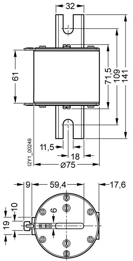 3NC8431-0C Pojistková vložka SITOR, s nožovými kontakty opatřenými zářezem, NH3, jmenovitý proud: 35