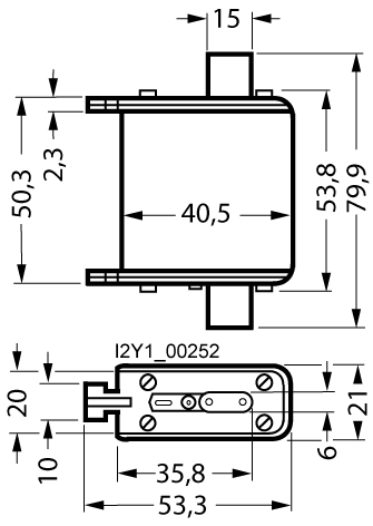 Pojistková vložka SITOR, s nožovými kontakty, NH000, jmenovitý proud: 50 A, gS, jmenovité napětí AC: 690 V
