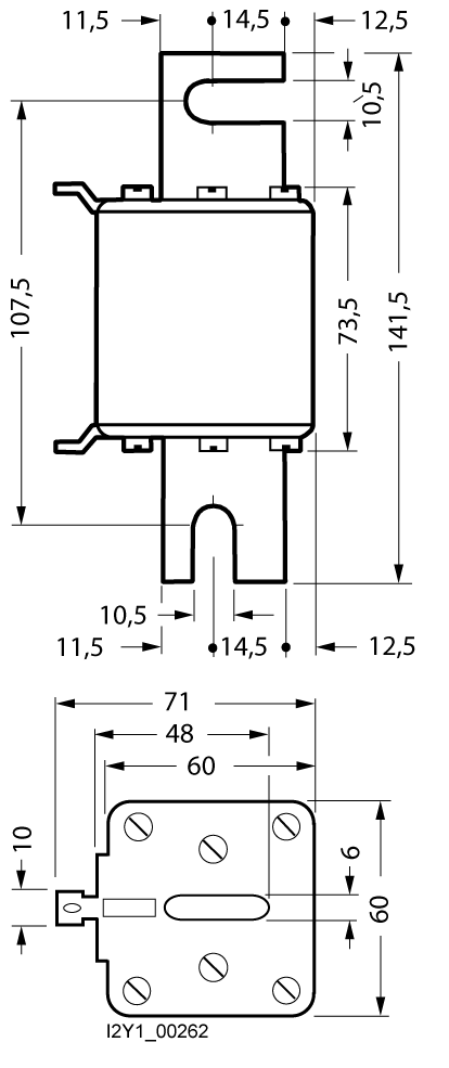 Pojistková vložka SITOR, s nožovými kontakty opatřenými zářezem, NH2, jmenovitý proud: 500 A, aR