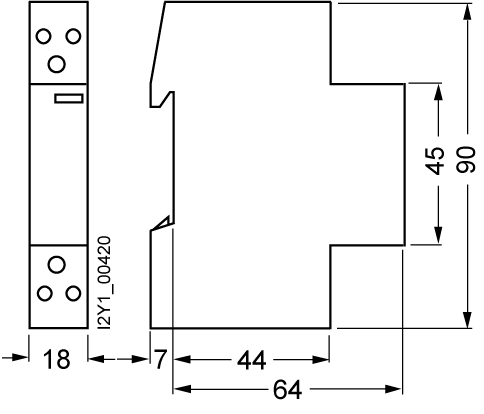 Instalační stykač s 1 spínacím kontaktem a 1 rozpínacím kontaktem, kontakt pro AC 230V, 400V 20A