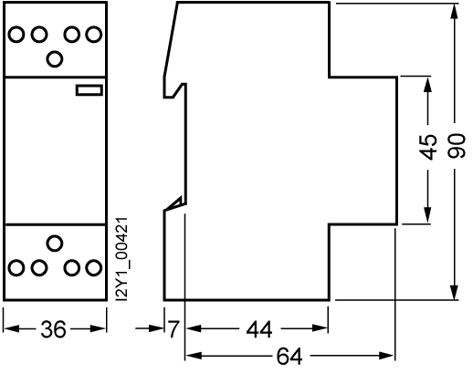 Instalační stykač s 2 spínacími kontakty a 2 rozpínacími kontakty kontakt pro AC 230V, 400V 25A