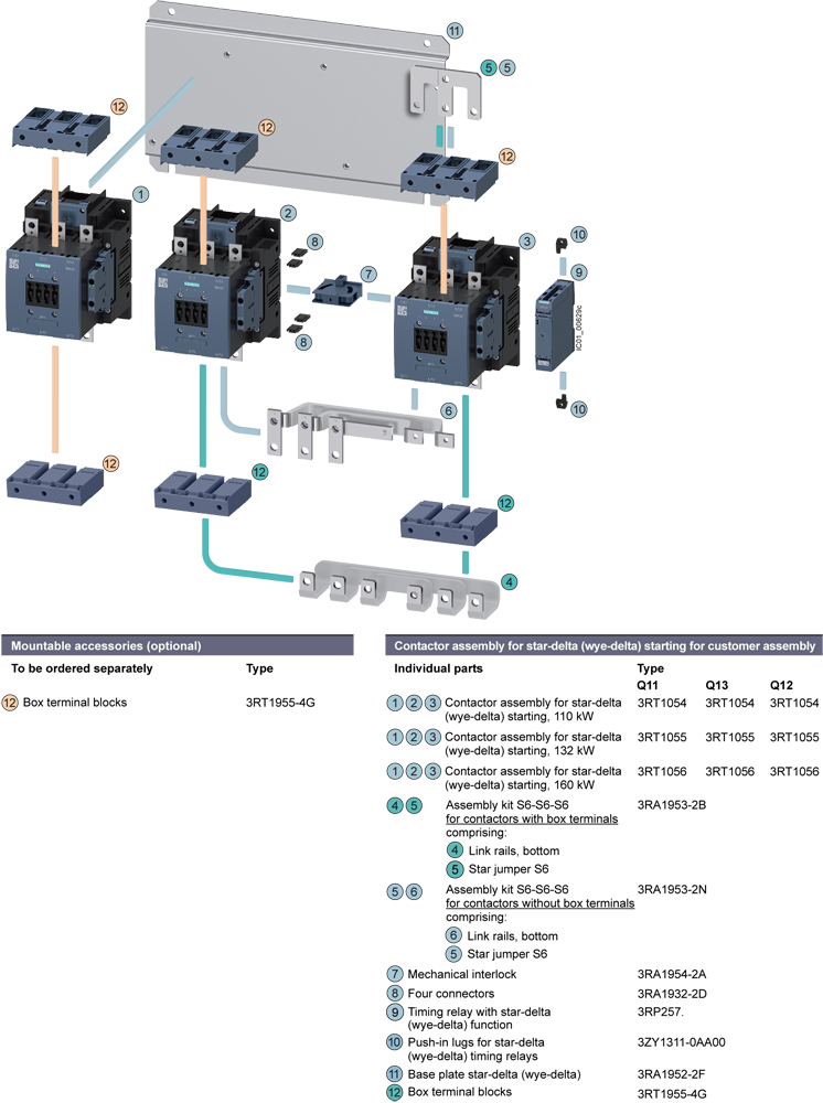 3RA1953-2B Sada kabelů pro spouštěč Y-D S6-S6-S6 alternativa MLFB:3RA19532N