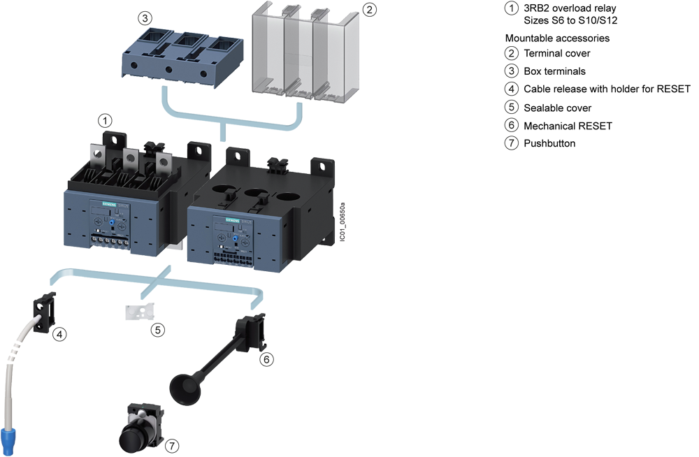 3RB2056-1FW2 Nadproudové relé, 50-200A, pro ochranu motoru, S6, třída 10, ruční nebo automatický res